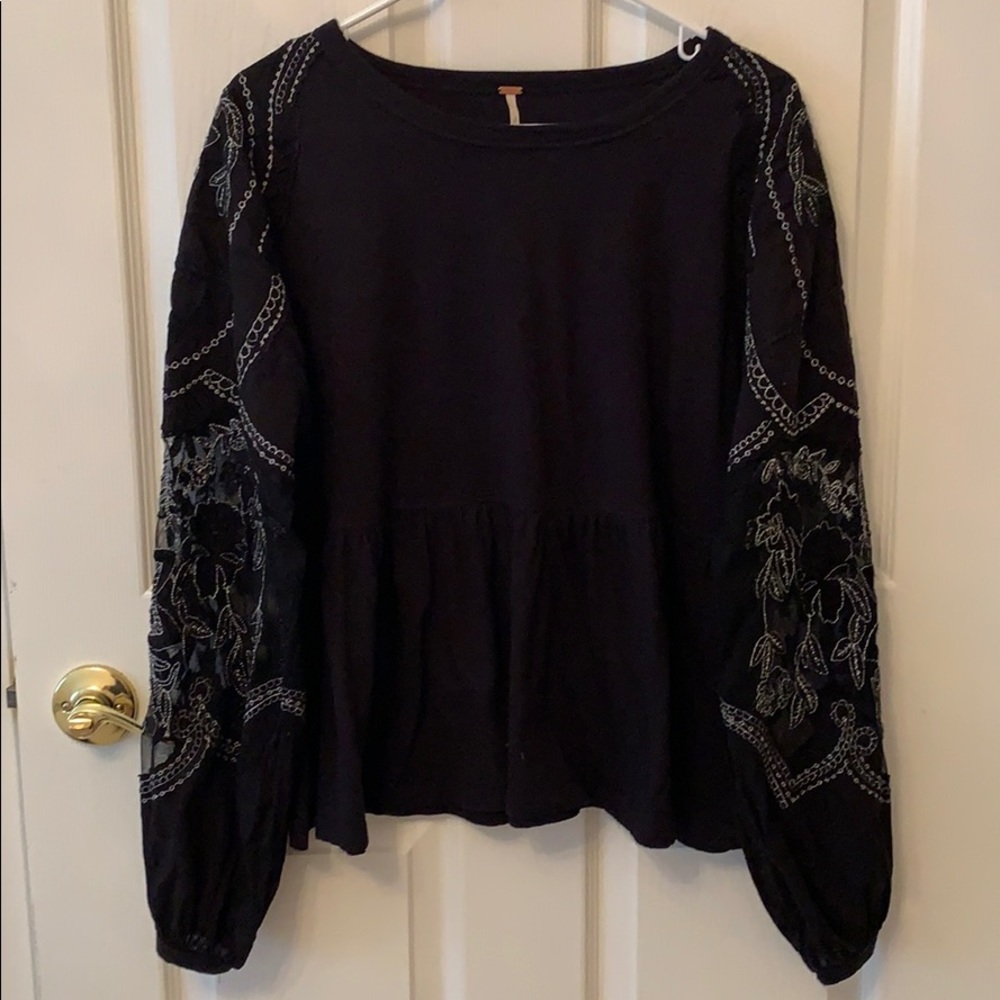 Free People metallic sleeve peplum top - Picture 7 of 10